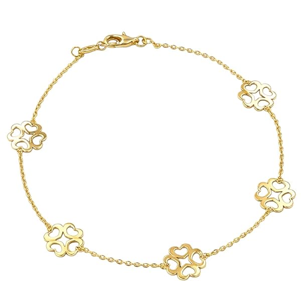 Salia Gold Paris Bracelet – or 18 carats – 1.24 gr – Fleurs aux pétales de cœur – Valeur refuge – Idée cadeau – certificat d’authenticité