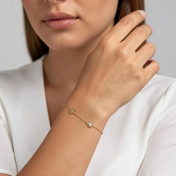 Salia Gold Paris Bracelet – or 18 carats – 1.24 gr – Fleurs délicates reliées – Valeur refuge – Idée cadeau – poinçon 750 – Certificat d’authenticité - Image 3