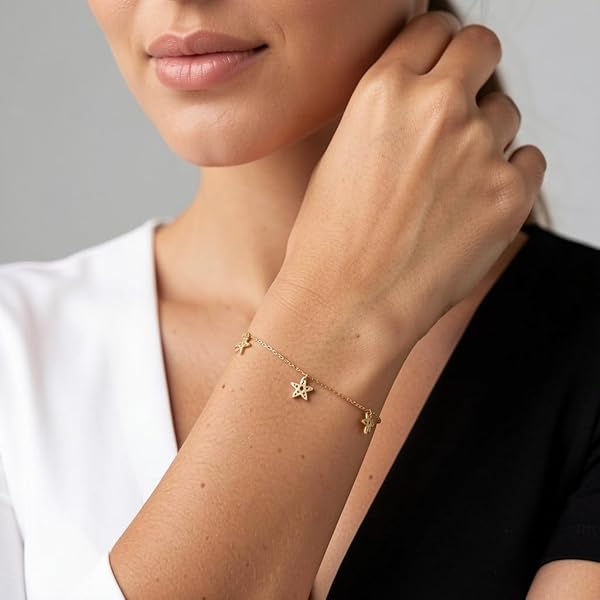 Salia Gold Paris Bracelet – or 18 carats – 1.34 gr – Étoiles ajourées scintillantes – Valeur refuge – Idée cadeau – poinçon 750 – Certificat d’authenticité - Image 3