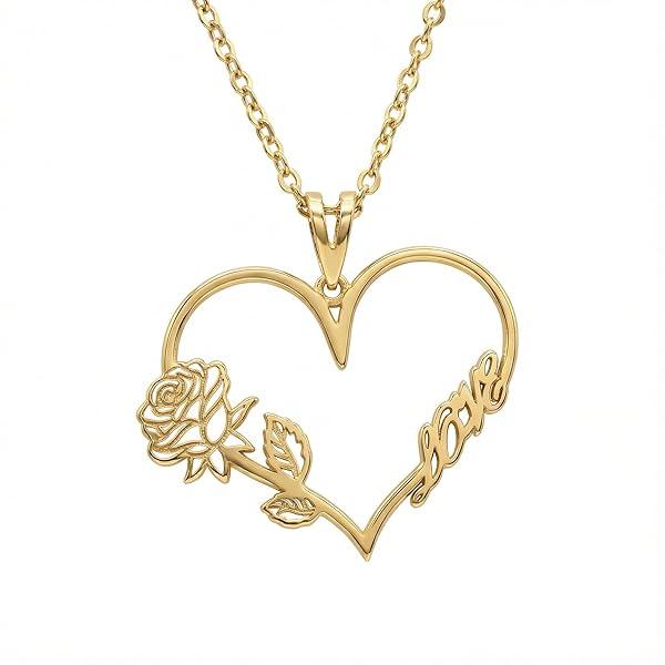 Salia Gold Paris Collier – or 18 Carats – 1.96 gr – cœur avec rose – Valeur refuge – Idée cadeau – poinçon 750 – Certificat d’authenticité