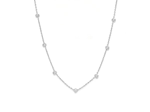 Salia Gold Paris Collier – or 18 Carats – 2.18 gr – Chaîne en or blanc ornée de perles facettées étincelantes – Valeur refuge – Idée cadeau – poinçon 750 – Certificat d’authenticité