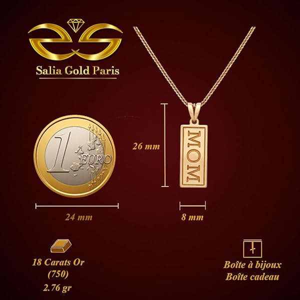 Salia Gold Paris Collier – or 18 Carats – 2.76 gr – médaille gravée MOM – Valeur refuge – Idée cadeau – poinçon 750 – Certificat d’authenticité - Image 4