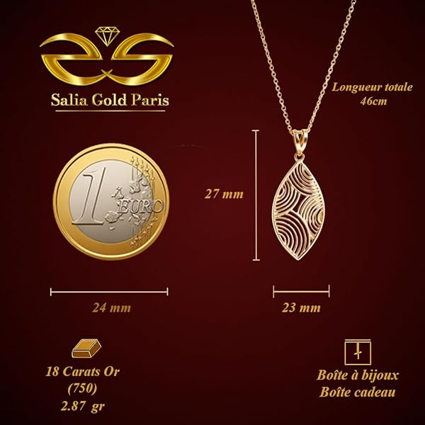 Salia Gold Paris Collier – or 18 Carats – 2.87 gr – design géométrique – Valeur refuge – Idée cadeau – poinçon 750 – Certificat d’authenticité - Image 4
