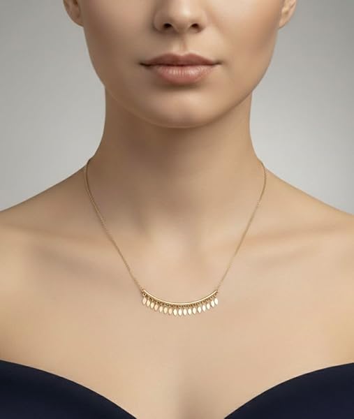 Salia Gold Paris Collier – or 18 Carats – 2.97 gr – Croissant doré orné de petits losanges scintillants – Valeur refuge – Idée cadeau – poinçon 750 – Certificat d’authenticité - Image 3
