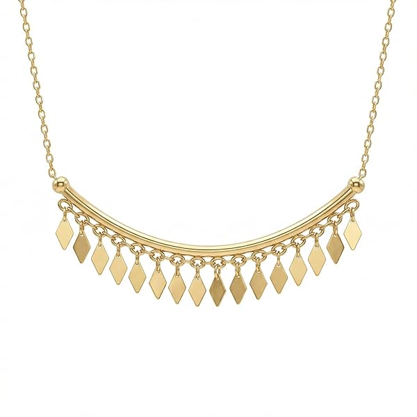 Salia Gold Paris Collier – or 18 Carats – 2.97 gr – Croissant doré orné de petits losanges scintillants – Valeur refuge – Idée cadeau – poinçon 750 – Certificat d’authenticité