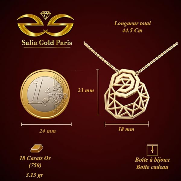 Salia Gold Paris Collier – or 18 Carats – 3.130 gr – Diamant Géométrique Éclaté – Valeur refuge – Idée cadeau – poinçon 750 – Certificat d’authenticité - Image 4