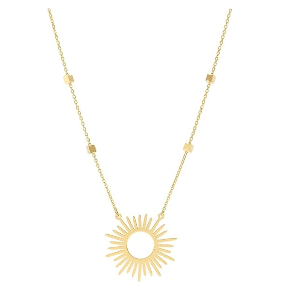 Salia Gold Paris Collier – or 18 Carats – 3.48 gr – Soleil scintillant orné de petits cubes dorés facettés – Valeur refuge – Idée cadeau – poinçon 750 – Certificat d’authenticité