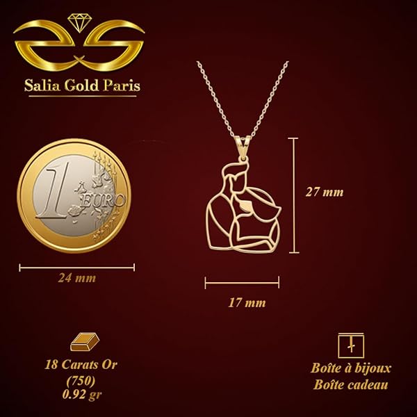 Salia Gold Paris Pendentif – or 18 Carats – 0.92 gr – design amour – Valeur refuge – Idée cadeau – poinçon 750 – Certificat d’authenticité - Image 4