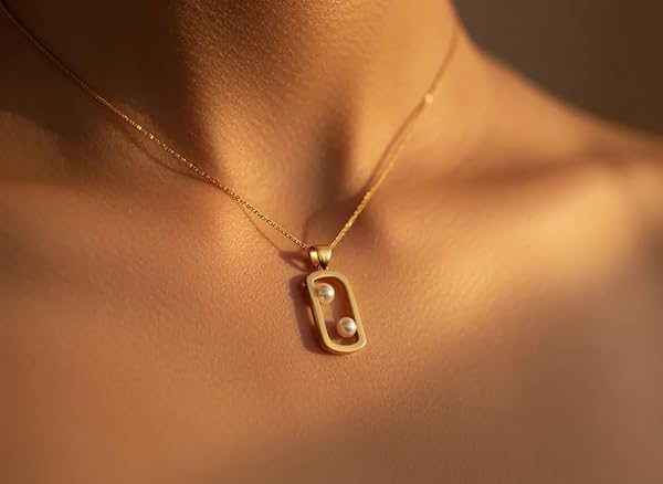 Salia Gold Paris Pendentif – or 18 Carats – 0.95 gr – design rectangulaire avec perles blanches – Valeur refuge – Idée cadeau – poinçon 750 – Certificat d’authenticité - Image 3