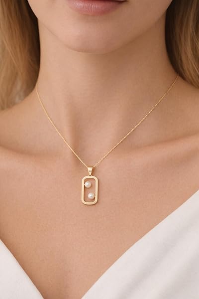 Salia Gold Paris Pendentif – or 18 Carats – 0.95 gr – design rectangulaire avec perles blanches – Valeur refuge – Idée cadeau – poinçon 750 – Certificat d’authenticité - Image 4