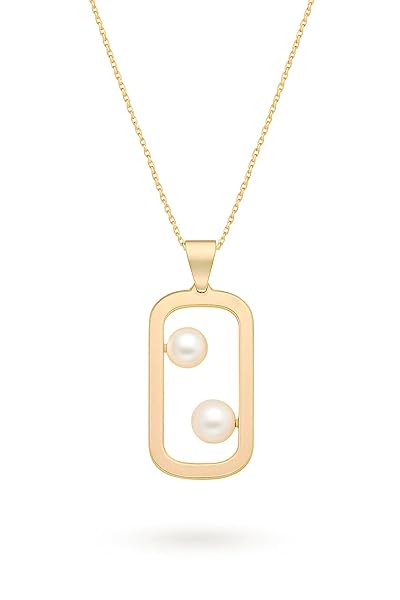 Salia Gold Paris Pendentif – or 18 Carats – 0.95 gr – design rectangulaire avec perles blanches – Valeur refuge – Idée cadeau – poinçon 750 – Certificat d’authenticité