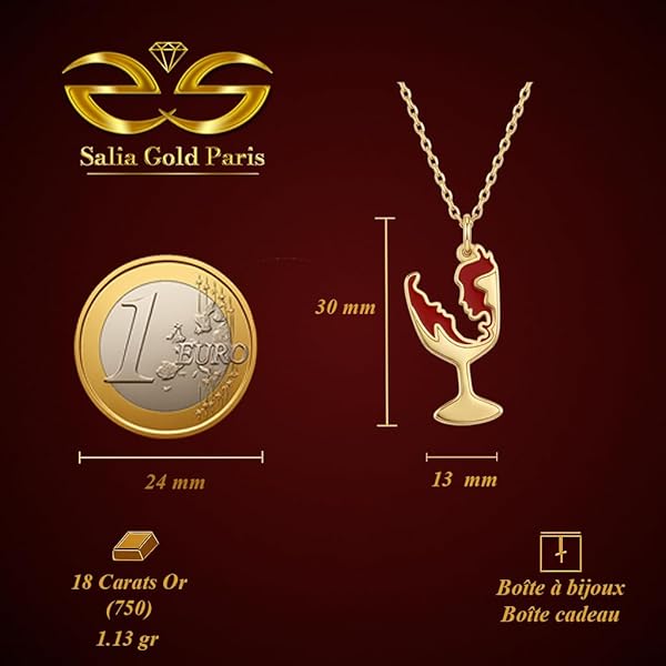 Salia Gold Paris Pendentif – or 18 Carats – 1.13 gr – coupe des deux amants – Valeur refuge – Idée cadeau – poinçon 750 – Certificat d’authenticité - Image 4