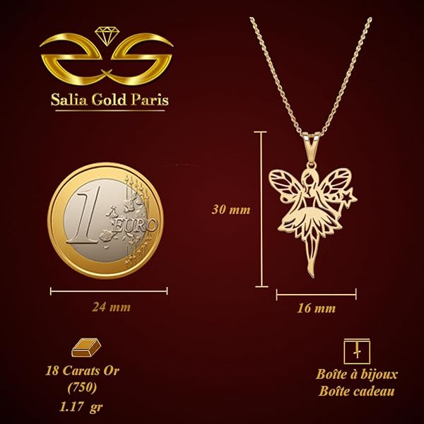 Salia Gold Paris Pendentif – or 18 Carats – 1.17 gr – fée dorée – Valeur refuge – Idée cadeau – poinçon 750 – Certificat d’authenticité - Image 4
