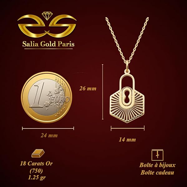 Salia Gold Paris Pendentif – or 18 Carats – 1.25 gr – Fermoir éclatant – Valeur refuge – Idée cadeau – poinçon 750 – Certificat d’authenticité - Image 4