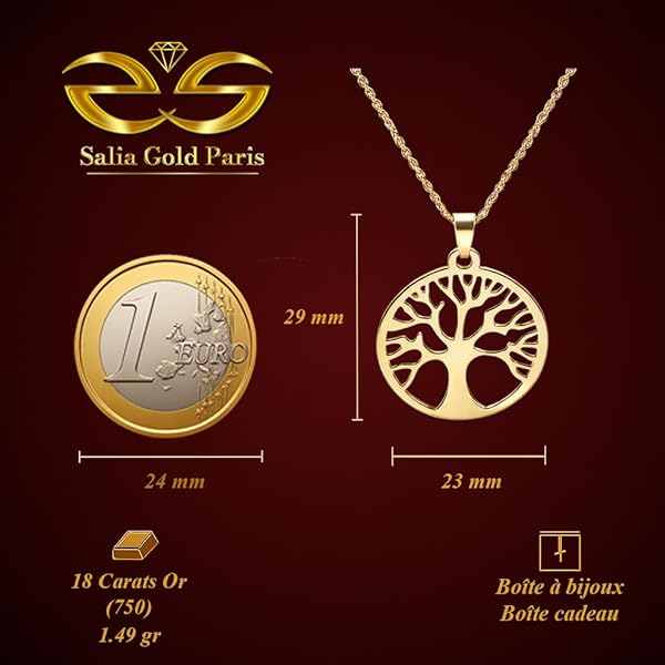 Salia Gold Paris Pendentif – or 18 Carats – 1.49 gr – arbre de vie – Valeur refuge – Idée cadeau – poinçon 750 – Certificat d’authenticité - Image 4