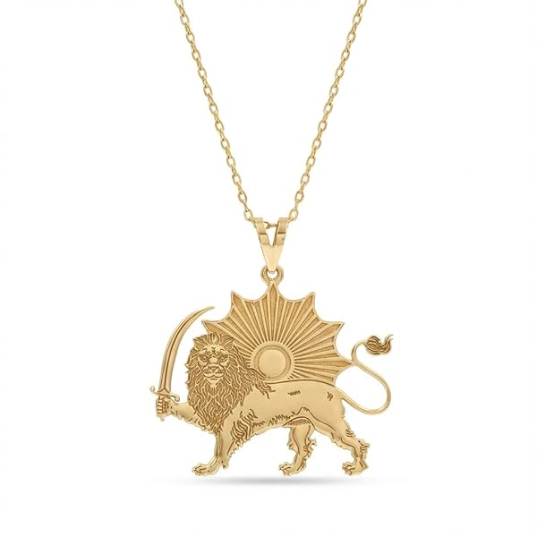 Salia Gold Paris Pendentif – or 18 Carats – 2.58 gr – lion et soleil avec épée – Valeur refuge – Idée cadeau – poinçon 750 – Certificat d’authenticité