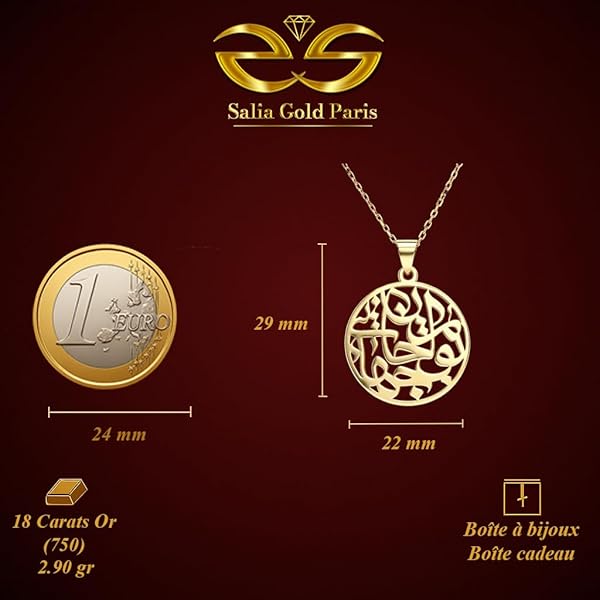 Salia Gold Paris Pendentif – or 18 Carats – 2.90 gr – Poème d'amour en persan – Valeur refuge – Idée cadeau – poinçon 750 – Certificat d’authenticité - Image 4