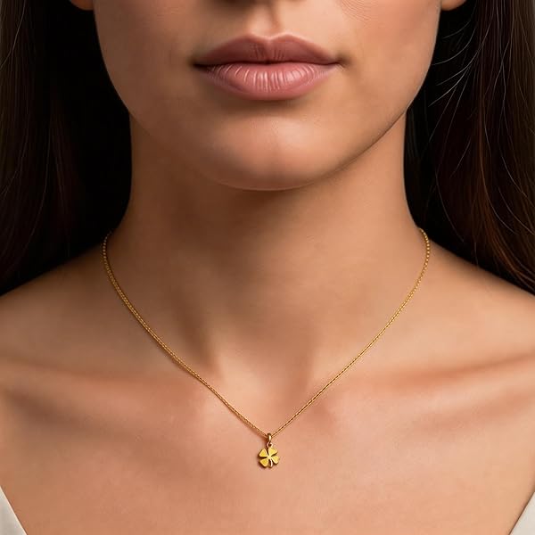 Salia Gold Paris Pendentif – or 18 carats – 0.42 gr – Feuille de trèfle émaillée jaune – Valeur refuge – Idée cadeau – poinçon 750 – Certificat d’authenticité - Image 3