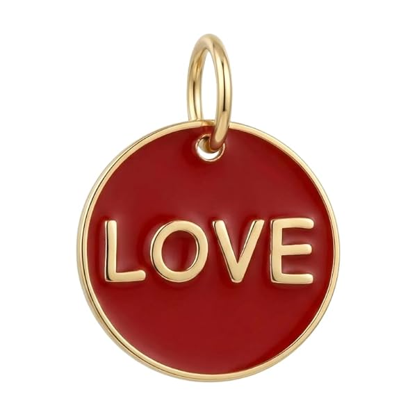 Salia Gold Paris Pendentif – or 18 carats – 0.46 gr – Cercle émaillé rouge avec inscription « Love » – Valeur refuge – Idée cadeau – poinçon 750 – Certificat d’authenticité