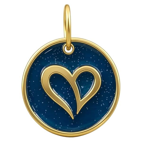 Salia Gold Paris Pendentif – or 18 carats – 0.48 gr – Cercle émaillé bleu marine avec un cœur doré – Valeur refuge – Idée cadeau – poinçon 750 – Certificat d’authenticité
