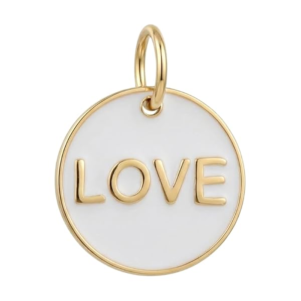 Salia Gold Paris Pendentif – or 18 carats – 0.53 gr – Cercle émaillé blanc avec inscription « Love » – Valeur refuge – Idée cadeau – poinçon 750 – Certificat d’authenticité