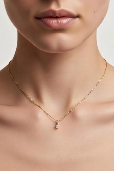 Salia Gold Paris Pendentif – or blanc 18 Carats – 0.49 gr – Délicat perle et pierre semi-précieuse blanches suspendues – Valeur refuge – Idée cadeau – poinçon 750 – Certificat d’authenticité - Image 3